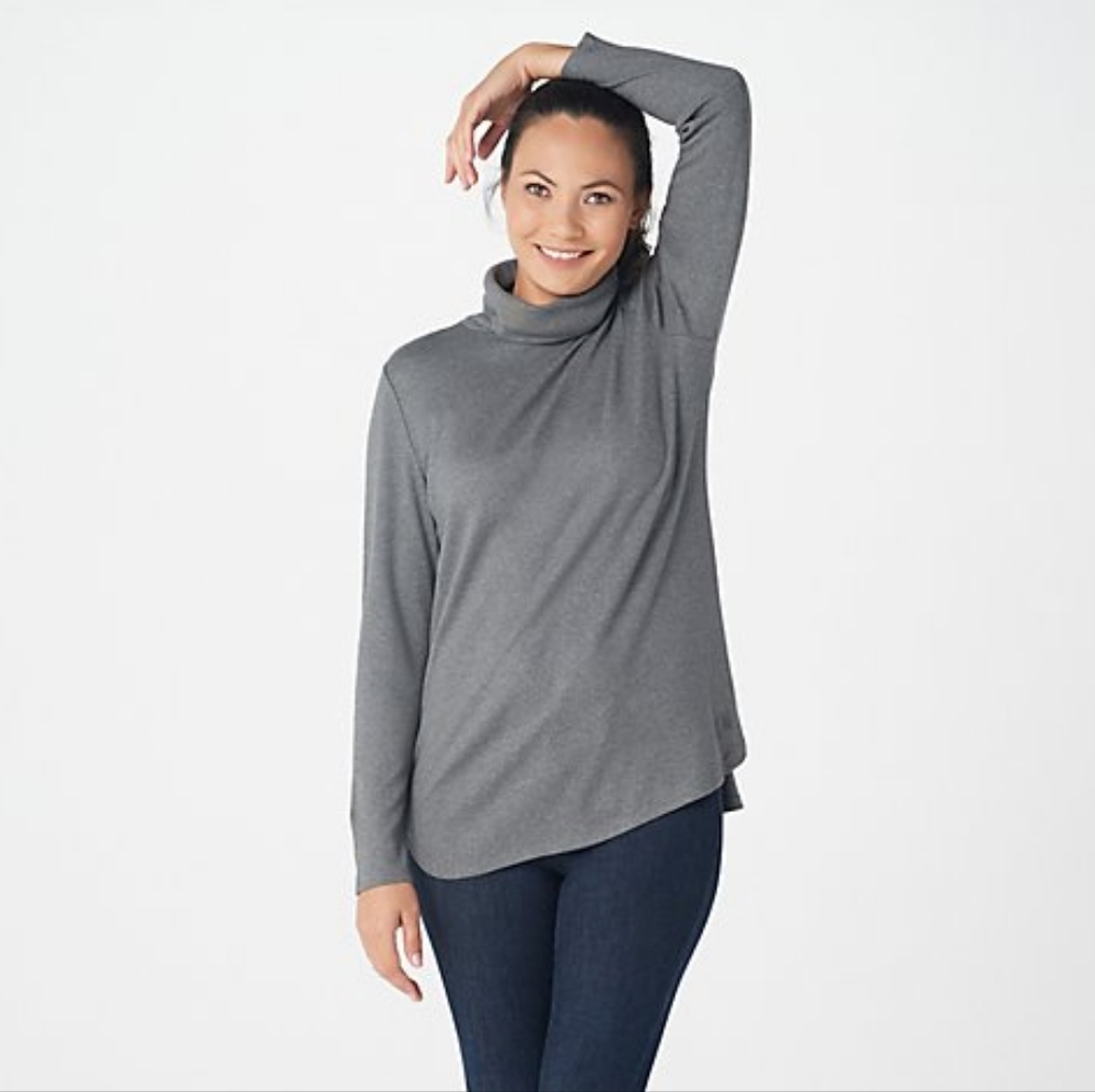 Isaac Mizrahi Live! Essentials Long Sleeve Hi-Low Hem Turtleneck